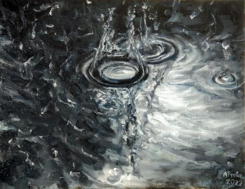 Water Splash, My oil painting on canvas board 10''x13''