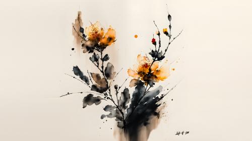 Ink wash flowers