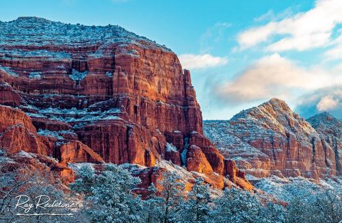Early Morning Light Shines On Courthouse Butte Covered With Light Dusting Of Snow Near Sedona AZ@  [2000 x 1303] @swvisionsnow
