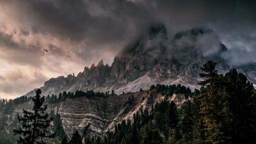 Mountain With Ice Covered With Black and Gray Cloud