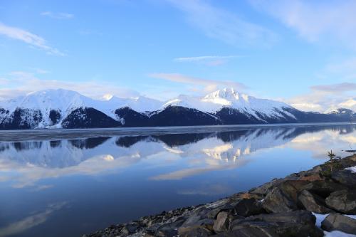 Mountains Reflected in the Water Near the Alaskan Seward Highway