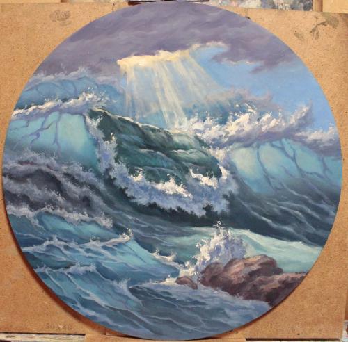 My oil painting. Rasing storm. Oil on hardboard. 2021