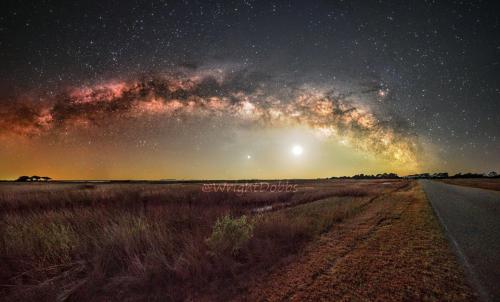 The Moon/Venus Shine Bright below the Milky Way Core in North Florida.