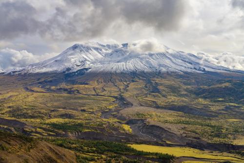 Mount St Helens after the first snow of the season