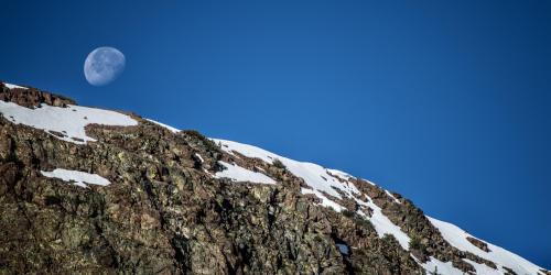 Moonset on Jacks Peak, Desolation Wilderness, California