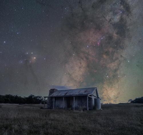 Milky Way Core over an historic hut, ACT