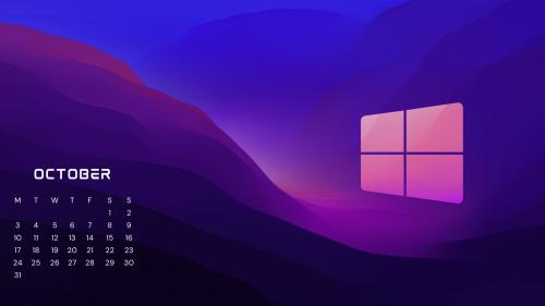 macOS Monterey Dark edited for Windows with October Calendar