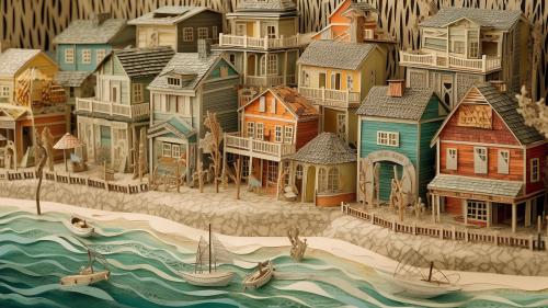 Seaside Village 4K Paper Craft {} by a.i.