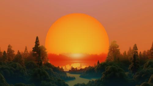 Sunset Over a Lake Scenery AI Generated