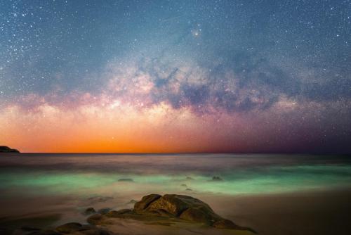 Milky Way and some bioluminescence off the coast of Oaxaca, Mexico