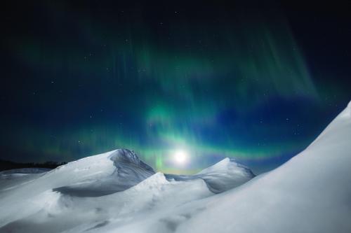 Aurora Moonset in Fairbanks Alaska