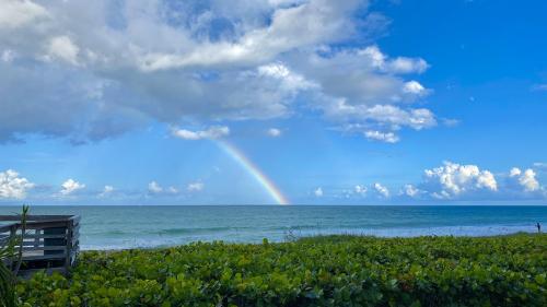 Rainbow over water today in South Florida.