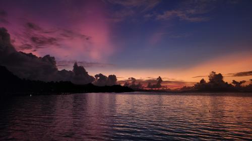 Colorful and Dramatic Sunrise in Bora Bora