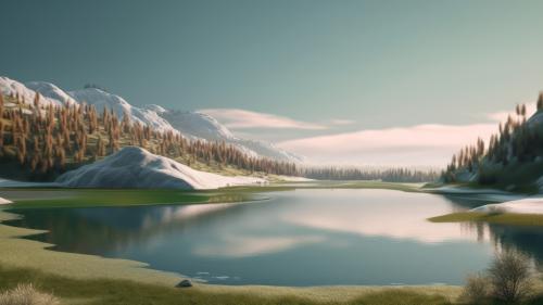 Lake Mountains Scenery AI Generated