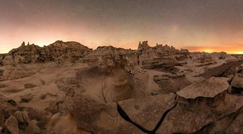 Lunar Eclipse Panorama over Bisti Wilderness, NM