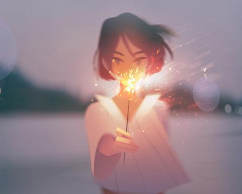 Anime Girl With Firework
