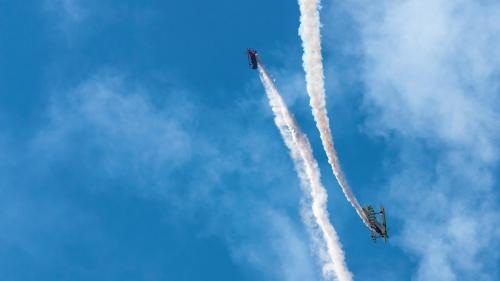 Planes in blue sky