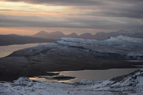 Looking southeast during sunrise from Old Man of Storr, Skye