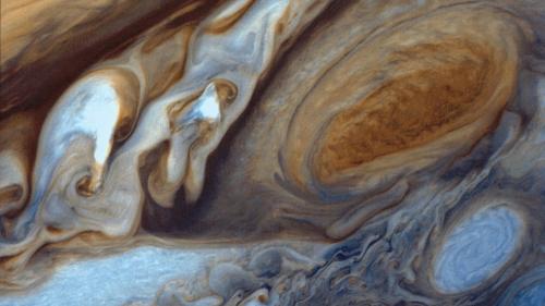 Voyager 1 photo of the Jupiter's great red spot. NASA/JPL. [3840 x 2160]