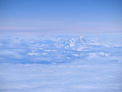 Mont Blanc Rising Above the Clouds, from 39,000'