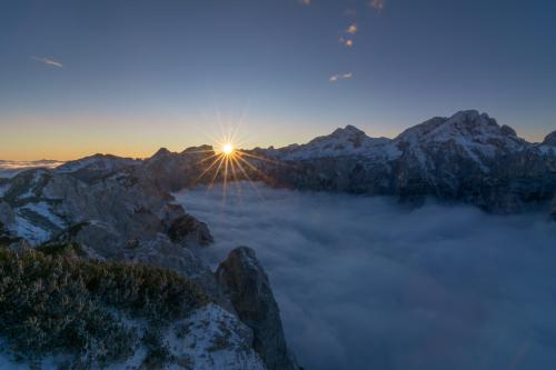 Sunset in the Julian Alps in Slovenia.