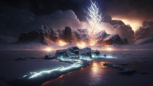 Mountain Lightning Strike AI Generated Wallpaper