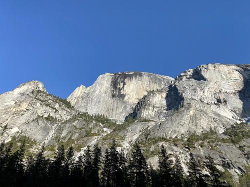 Gazing up at the almost 5,000 ft.  granite face of Half Dome, Yosemite, CA