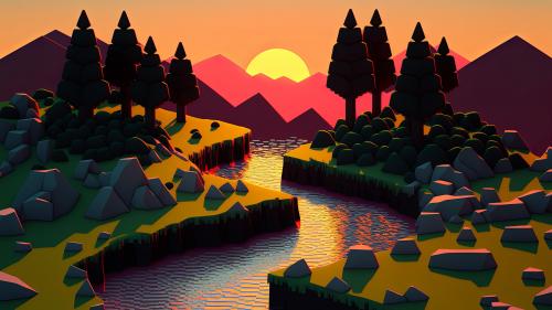 Voxel Sunset 4K {} by a.i.