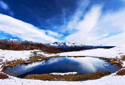 Spirit Lake. One of the lakes at the top of the mountain. Western Caucasus.