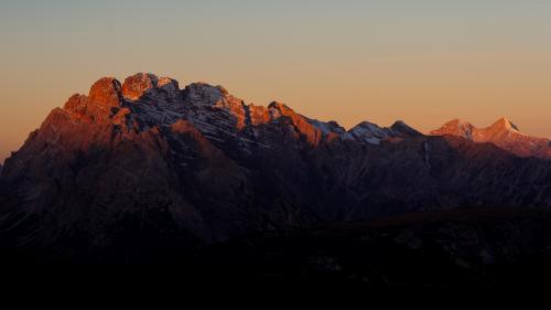 Dimly lit peaks in the Dolomites