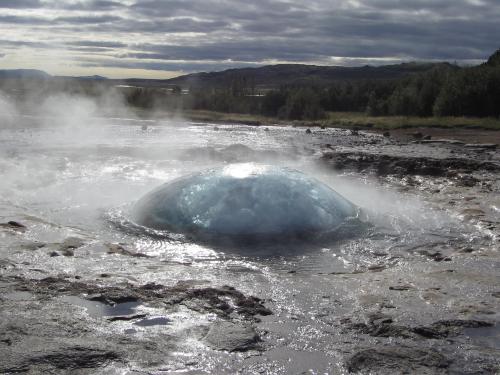 Strokkur geyser about to erupt