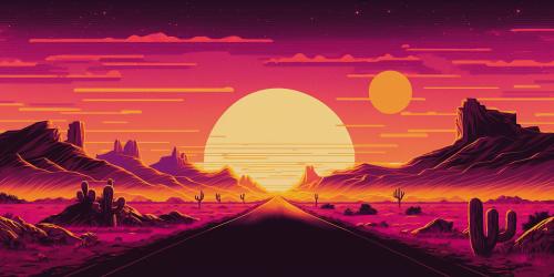 Desert Synthwave AI Landscape