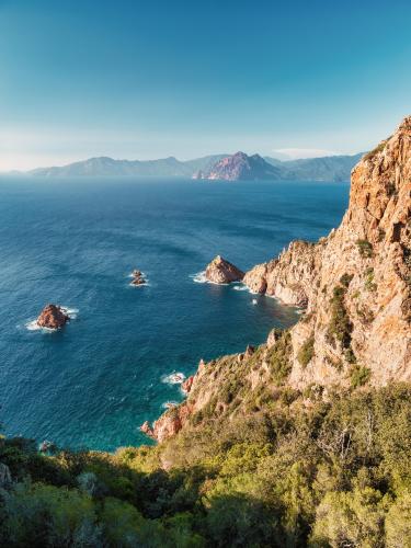 View of the Mediterranean Sea from Capu Rosso, Corsica