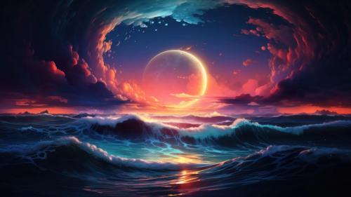 Dreamy Moonlit Ocean Waves