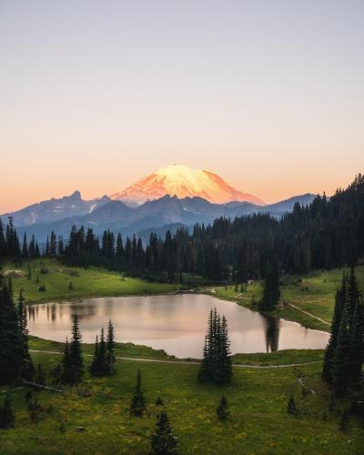 Alpine Glow Light Show at Mt Rainier  ig: @nickfjord