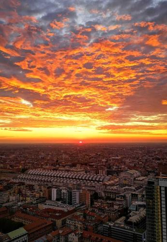 Sunrise over Milan, Italy. Ph. taken on Sept 2020 by A. Fontana, President of Lombardy Region, from his office.