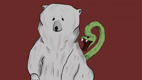 Wallpaper of bear and snake  ,