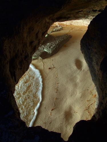 Sea cave. San Salvador, Bahamas
