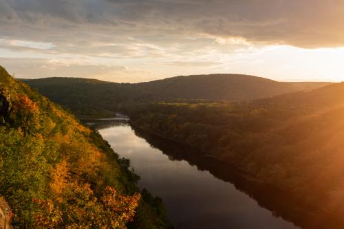 Deleware River Valley, NY during Sunset on an Autumn Evening October 10, 2022