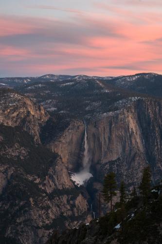 Pastel Skies and Waterfalls in Yosemite National Park, CA