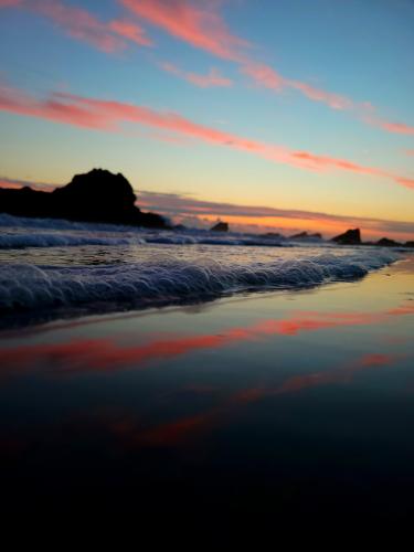 Waves at sunset, Oregon coast.