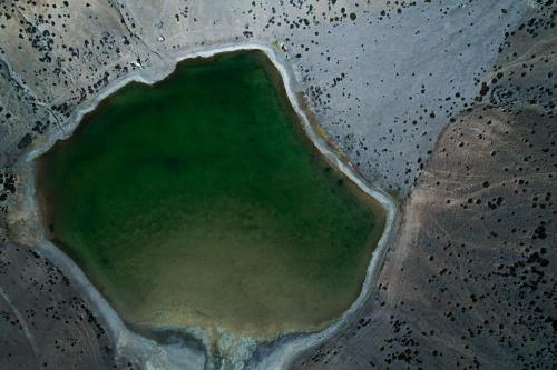 A lake in the mountains of spiti valley, Himachal from the sky!