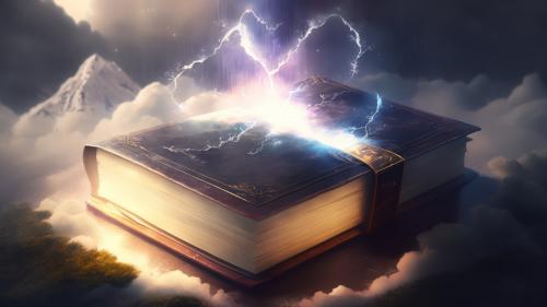 Powerful Lightning Strike On Book