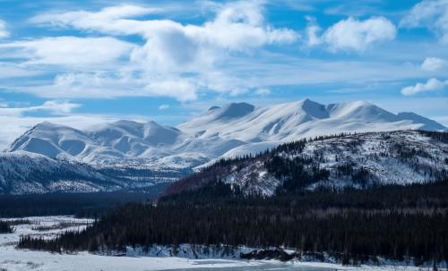 Mountain over Frozen River, Near Denali National Park