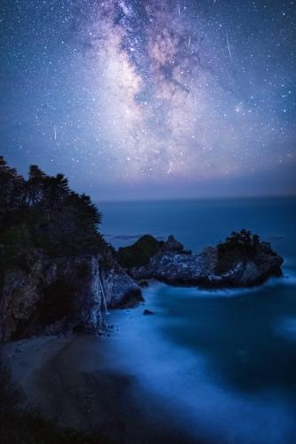 McWay Falls, Big Sur last night/this morning during the tau Herculids meteor shower