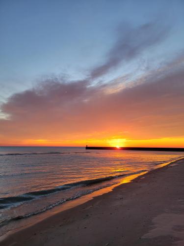 Sunrise on the beach of Lake Michigan