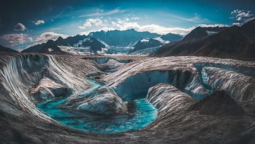 Glacial river created by warm summers in Alaska