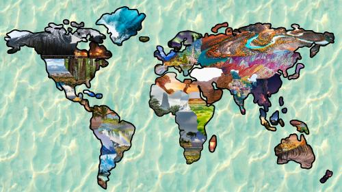 World Map With Landscapes