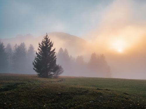 Autumn sunset in southern Germany