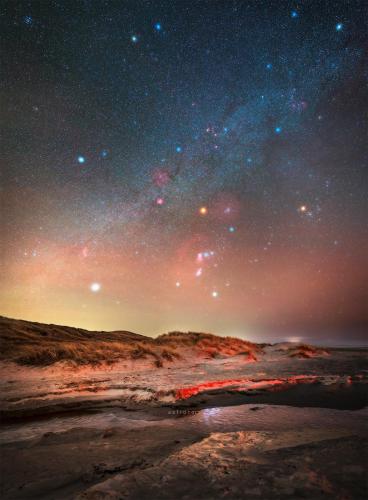 Night sky with infrared colors over Denmark